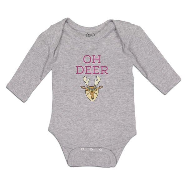 Long Sleeve Bodysuit Baby Oh Deer Wild Animal Deer Face and Horn Cotton