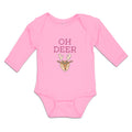 Long Sleeve Bodysuit Baby Oh Deer Wild Animal Deer Face and Horn Cotton