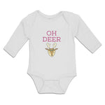 Long Sleeve Bodysuit Baby Oh Deer Wild Animal Deer Face and Horn Cotton
