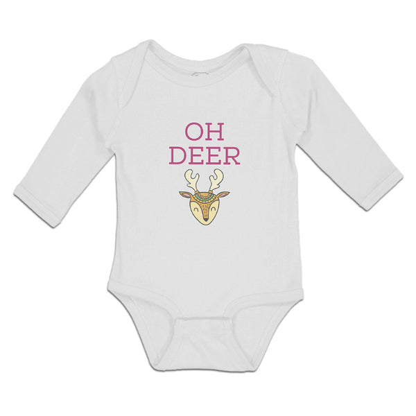 Long Sleeve Bodysuit Baby Oh Deer Wild Animal Deer Face and Horn Cotton