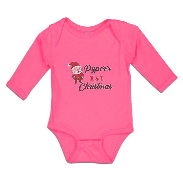 Long Sleeve Bodysuit Baby Pyper's 1St Christman with Santa Claus Cotton