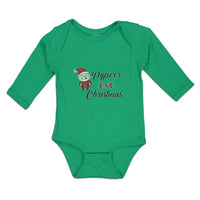 Long Sleeve Bodysuit Baby Pyper's 1St Christman with Santa Claus Cotton