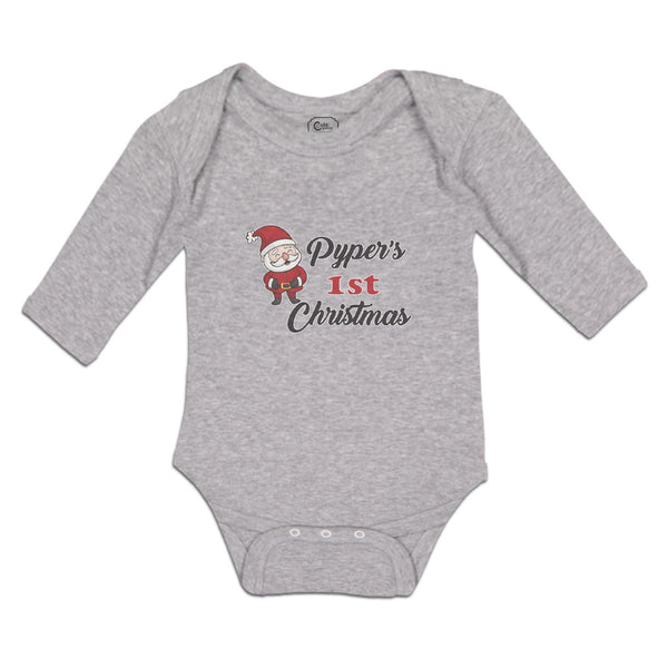 Long Sleeve Bodysuit Baby Pyper's 1St Christman with Santa Claus Cotton