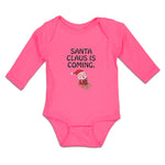 Long Sleeve Bodysuit Baby Santa Claus Is Coming with Snow Riding Stick Cotton