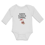Long Sleeve Bodysuit Baby Santa Claus Is Coming with Snow Riding Stick Cotton