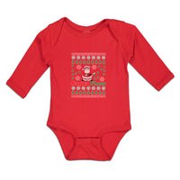 Long Sleeve Bodysuit Baby Santa Floss Dancing and Pine Trees with Hearts Cotton