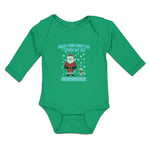 Long Sleeve Bodysuit Baby When I Think About You I Touch My Elf with Santa