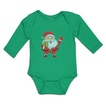 Long Sleeve Bodysuit Baby Santa Claus Wishing Merry Christmas with Gift Box