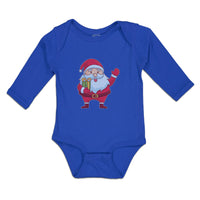 Long Sleeve Bodysuit Baby Santa Claus Wishing Merry Christmas with Gift Box