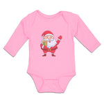 Long Sleeve Bodysuit Baby Santa Claus Wishing Merry Christmas with Gift Box