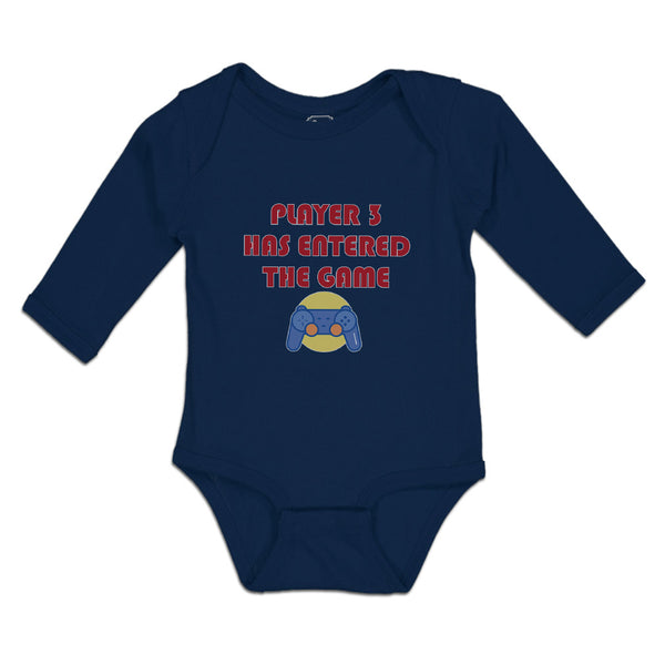 Long Sleeve Bodysuit Baby Player 3 Has Entered The Game with Joystick Cotton