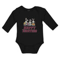 Long Sleeve Bodysuit Baby Happy Easter! 3 Rabbit with Easter Colourful Eggs