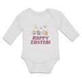 Long Sleeve Bodysuit Baby Happy Easter! 3 Rabbit with Easter Colourful Eggs