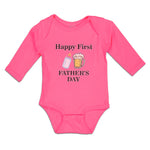 Long Sleeve Bodysuit Baby Happy Father's Beer Glass Feeding Bottle Cotton - Cute Rascals