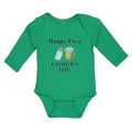 Long Sleeve Bodysuit Baby Happy Father's Beer Glass Feeding Bottle Cotton