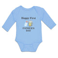 Long Sleeve Bodysuit Baby Happy Father's Beer Glass Feeding Bottle Cotton