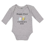 Long Sleeve Bodysuit Baby Happy Father's Beer Glass Feeding Bottle Cotton - Cute Rascals