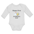 Long Sleeve Bodysuit Baby Happy Father's Beer Glass Feeding Bottle Cotton