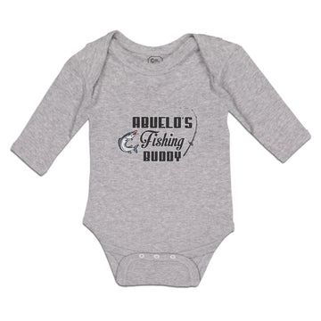 Long Sleeve Bodysuit Baby Abuelo's Fishing Buddy Fish and Fishing Net Cotton