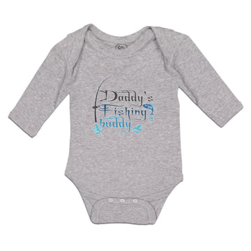 Long Sleeve Bodysuit Baby Daddy's Fishing Buddy Fish with Fishing Net Cotton