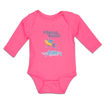 Long Sleeve Bodysuit Baby Fishing Buddy Fish in Water and Jumping Cotton