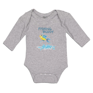 Long Sleeve Bodysuit Baby Fishing Buddy Fish in Water and Jumping Cotton