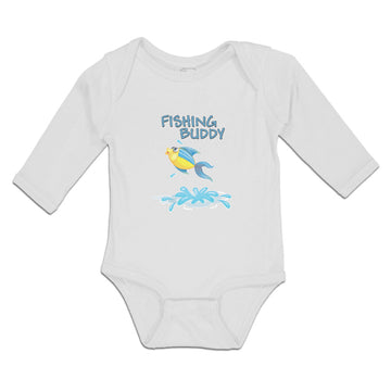Long Sleeve Bodysuit Baby Fishing Buddy Fish in Water and Jumping Cotton