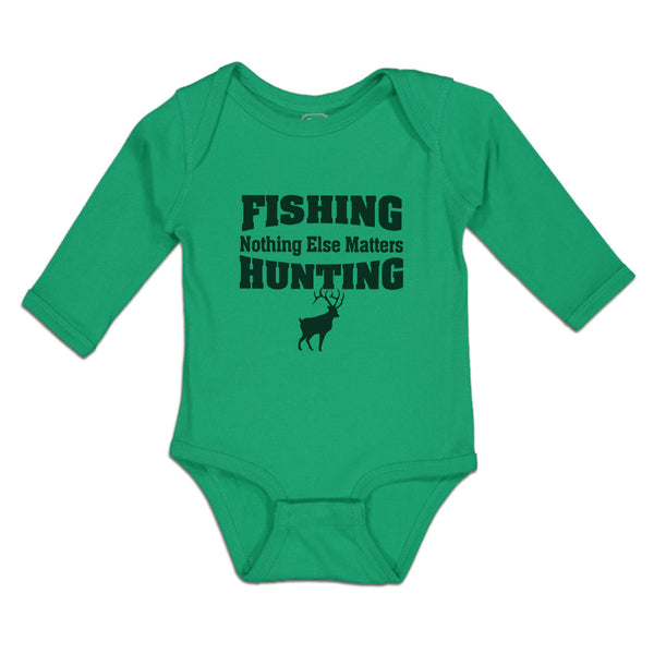 Long Sleeve Bodysuit Baby Fishing Else Matters Hunting Deer Standing Cotton - Cute Rascals