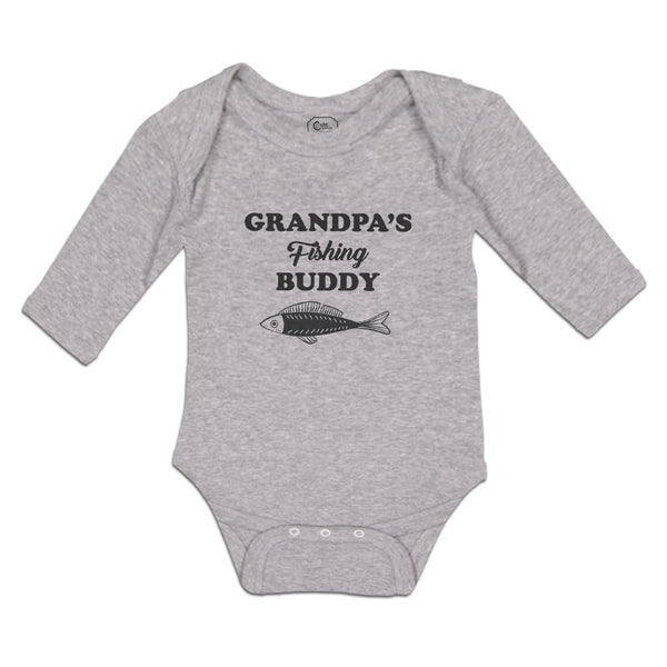 Long Sleeve Bodysuit Baby Grandpa's Fishing Buddy with Fish Boy & Girl Clothes - Cute Rascals