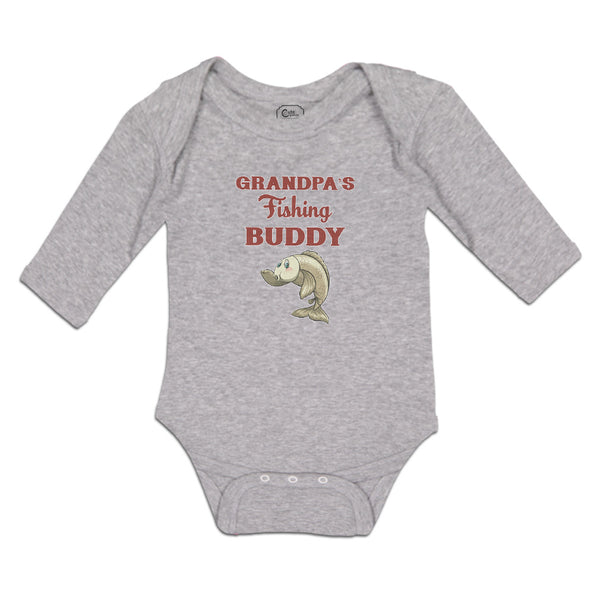 Long Sleeve Bodysuit Baby Grandpa's Fishing Buddy with Funny Face Fish Cotton - Cute Rascals