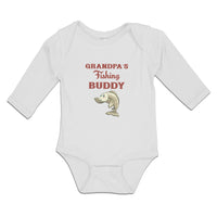 Long Sleeve Bodysuit Baby Grandpa's Fishing Buddy with Funny Face Fish Cotton - Cute Rascals