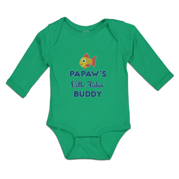 Long Sleeve Bodysuit Baby Papaw's Little Fishin' Buddy Boy & Girl Clothes Cotton