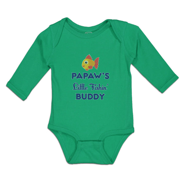 Long Sleeve Bodysuit Baby Papaw's Little Fishin' Buddy Boy & Girl Clothes Cotton