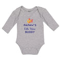 Long Sleeve Bodysuit Baby Papaw's Little Fishin' Buddy Boy & Girl Clothes Cotton