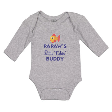 Long Sleeve Bodysuit Baby Papaw's Little Fishin' Buddy Boy & Girl Clothes Cotton