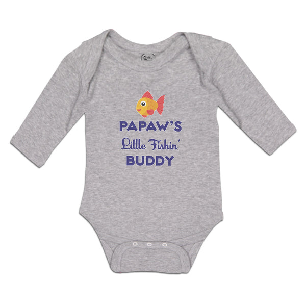 Long Sleeve Bodysuit Baby Papaw's Little Fishin' Buddy Boy & Girl Clothes Cotton