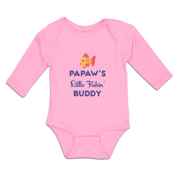Long Sleeve Bodysuit Baby Papaw's Little Fishin' Buddy Boy & Girl Clothes Cotton