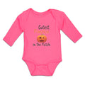 Long Sleeve Bodysuit Baby Cutest Pumpkin in The Patch Pumpkin Winked Smile Face