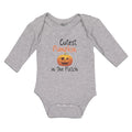 Long Sleeve Bodysuit Baby Cutest Pumpkin in The Patch Pumpkin Winked Smile Face
