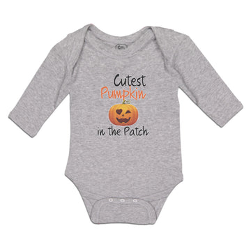 Long Sleeve Bodysuit Baby Cutest Pumpkin in The Patch Pumpkin Winked Smile Face