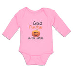 Long Sleeve Bodysuit Baby Cutest Pumpkin in The Patch Pumpkin Winked Smile Face - Cute Rascals