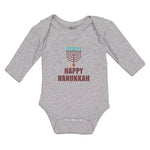 Long Sleeve Bodysuit Baby Happy Hanukkah Menorah Candlestand with 7 Candles - Cute Rascals