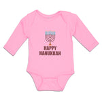 Long Sleeve Bodysuit Baby Happy Hanukkah Menorah Candlestand with 7 Candles - Cute Rascals