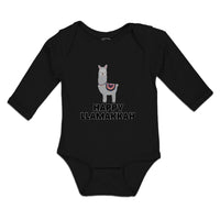 Long Sleeve Bodysuit Baby Happy Llamakkah Domestic Animal Alpacas Cotton - Cute Rascals