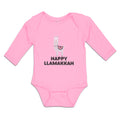 Long Sleeve Bodysuit Baby Happy Llamakkah Domestic Animal Alpacas Cotton