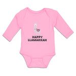 Long Sleeve Bodysuit Baby Happy Llamakkah Domestic Animal Alpacas Cotton - Cute Rascals