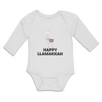 Long Sleeve Bodysuit Baby Happy Llamakkah Domestic Animal Alpacas Cotton - Cute Rascals