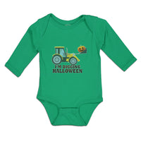 Long Sleeve Bodysuit Baby I'M Digging Halloween Vehicle Smile Face Cotton