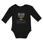 Long Sleeve Bodysuit Baby It's Hanukkah! Menorah Candlestand Candles Cotton