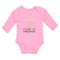 Long Sleeve Bodysuit Baby It's Hanukkah! Menorah Candlestand Candles Cotton